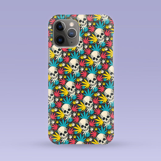 Halloween Skulls and Cannabis Candy iPhone Case - Multiple Case Sizes Available -Halloween Skull Weed Cover - Halloween Spiders iPhone Case
