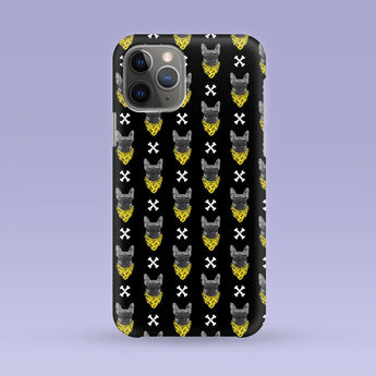 iPhone Case - Bulldog Print - Multiple Case Sizes Available - Bulldog iPhone Cover, Durable iPhone Case - Black and Yellow Case