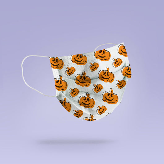 Washable & Reusable Cartoon Pumpkin and Jack O Lantern Mask Cover - Spooky Halloween Face Mask  -  Goth Face Mask Cover