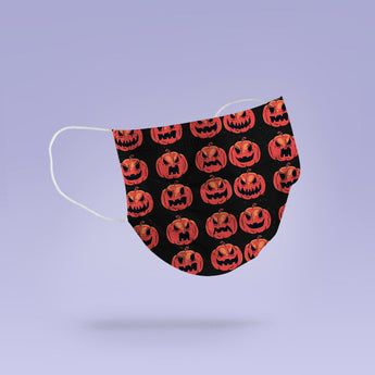 Washable & Reusable Scary Pumpkin Mask Cover - Cute Halloween Face Mask  - Orange Pumpkin Halloween Goth Face Mask Cover