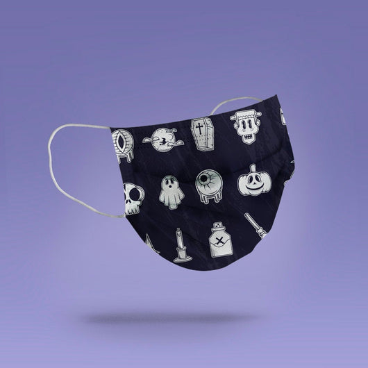 Washable & Reusable Spooky Ghost Face Mask Cover - Spooky Ghost Halloween Face Mask  -  Goth Face Mask Cover