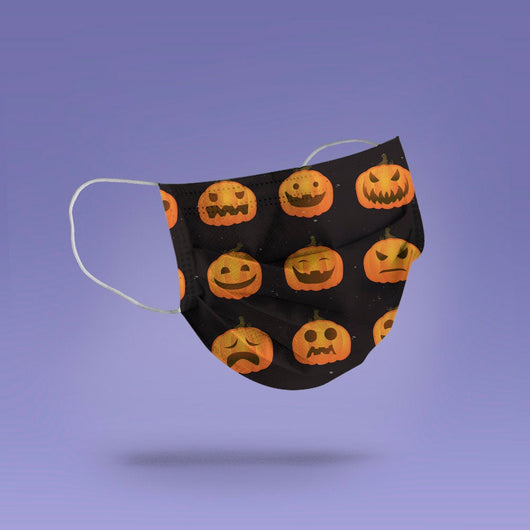 Washable & Reusable Demon and Cute Pumpkins - Scary Pumpkin Halloween Face Mask  -  Goth Face Mask Cover